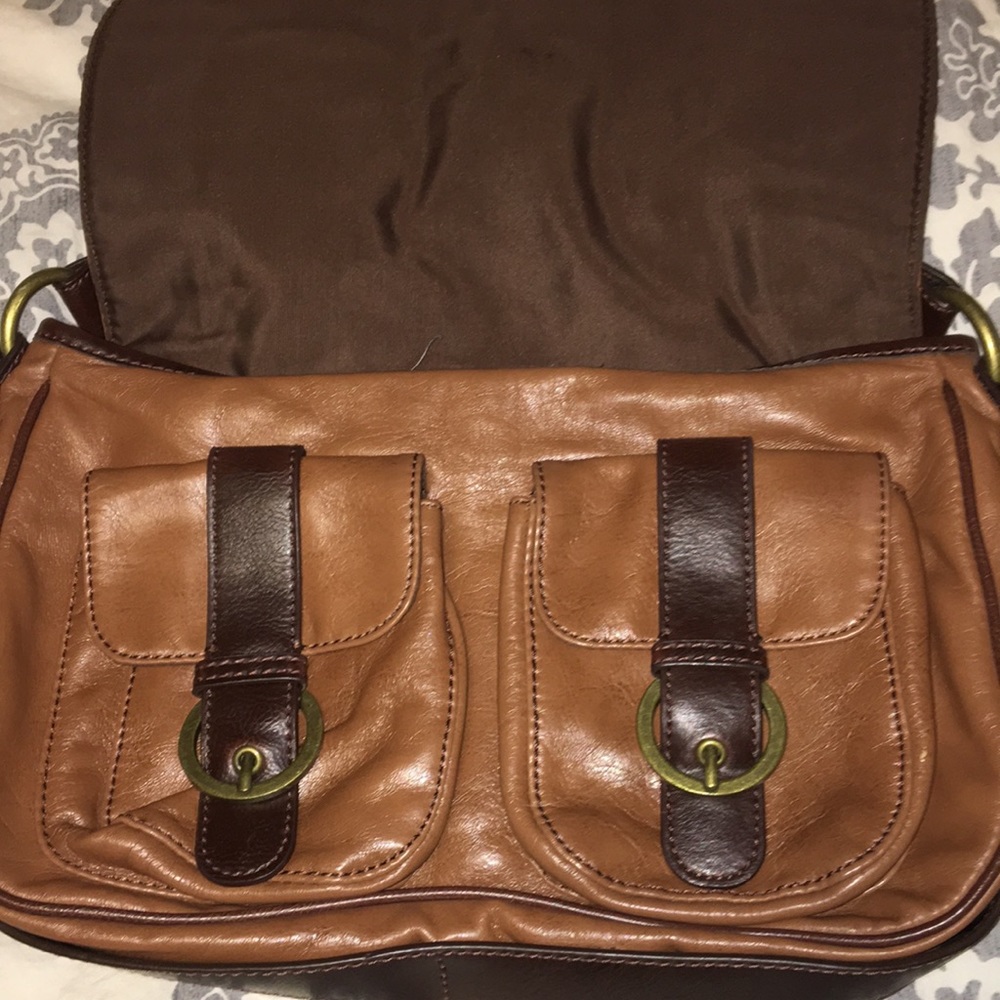 Faux leather shoulder bag with buckle detail. - Picture 3 of 5